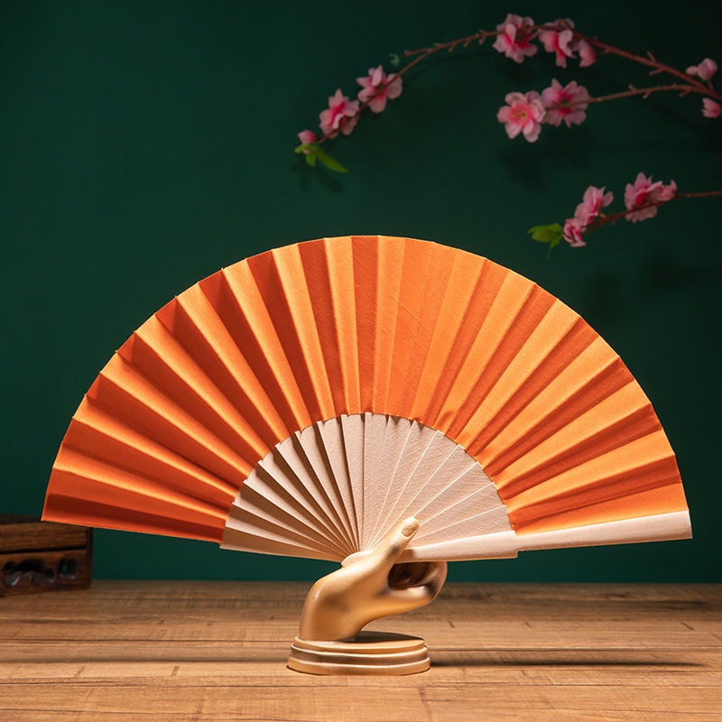 Customized logo bamboo promotional gifts portable folding advertising brand summer business folk hand painting hand fan