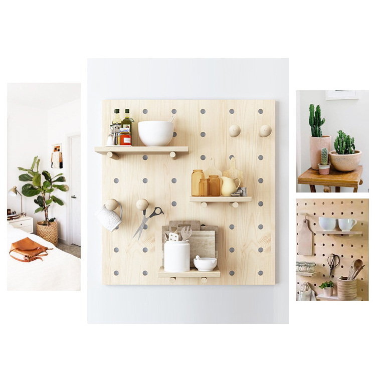 hole plate wall storage wooden shelves home wall decoration