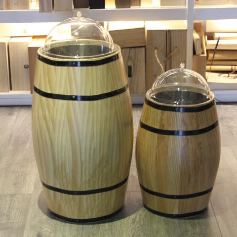 Big  wooden wine  barrel beer barrel storage barrel with plastic cover