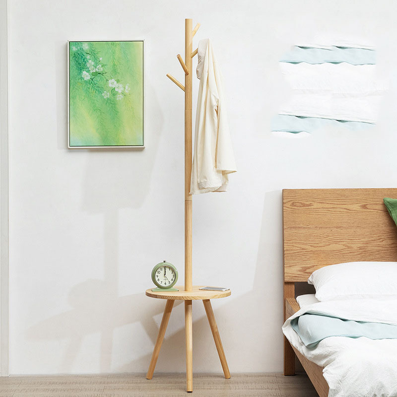 Solid wood coat rack floor simple hanger with Wooden bench Room Furniture Pcs