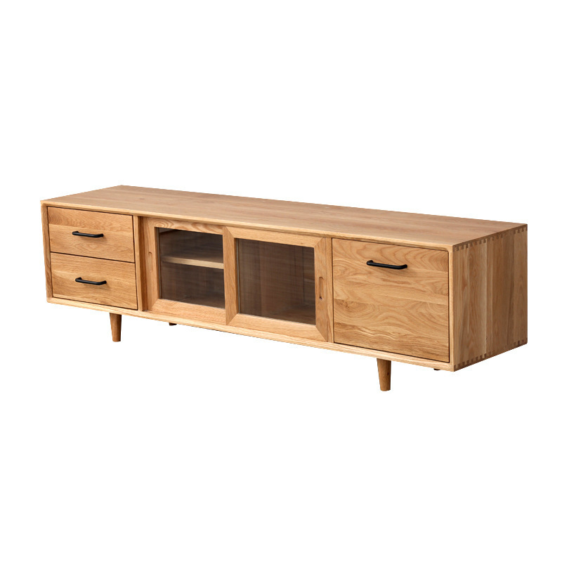 Black walnut white oak cherry solid wood modern simple small Nordic TV cabinet