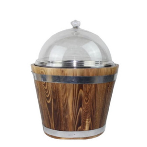 storage bucket with transparent lid wood displaying cabinet with cover