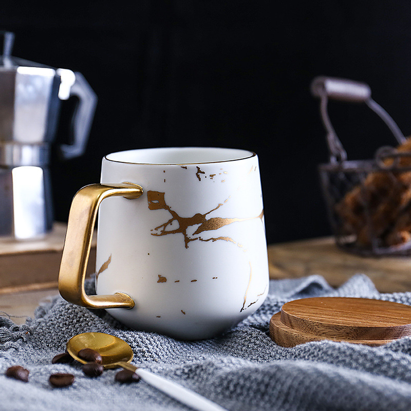 Hot sale marble bubble tea mug ceramic coffee cups with lid