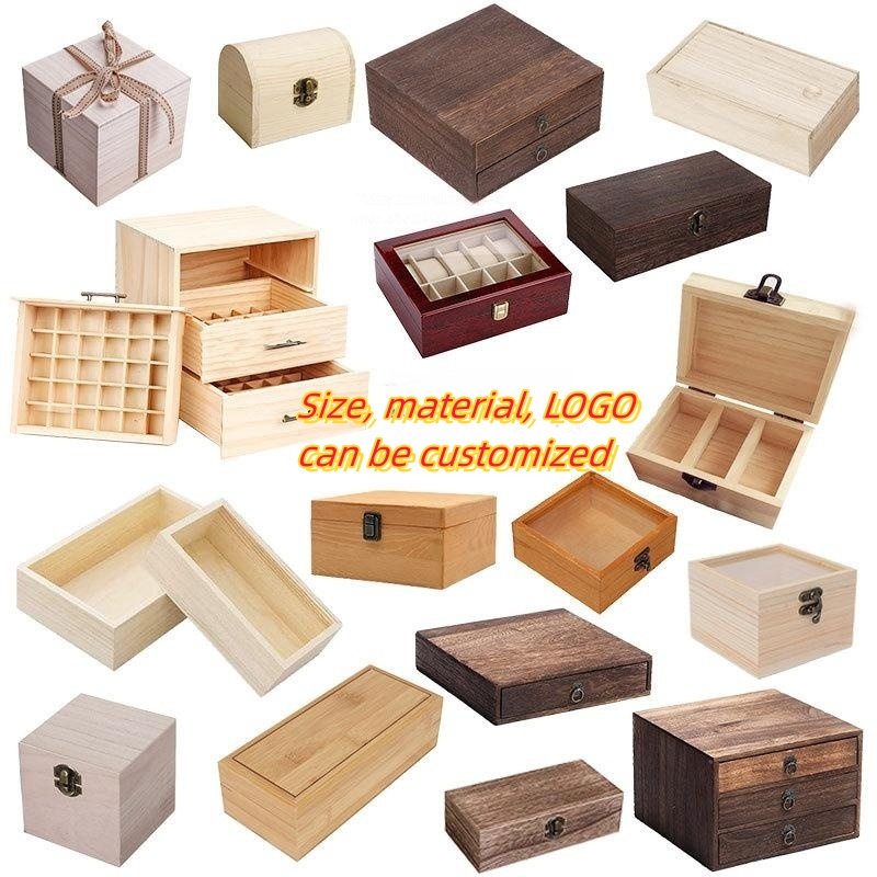 Wholesale wooden box packing box storage box size, material, LOGO can be customized wood product