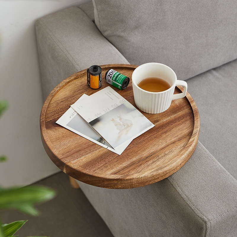 Eco-friendly acacia Wood Sofa Arm Tray for Couch Flexible Sofa Tray Couch arm Table Perfect Couch Cup Holder