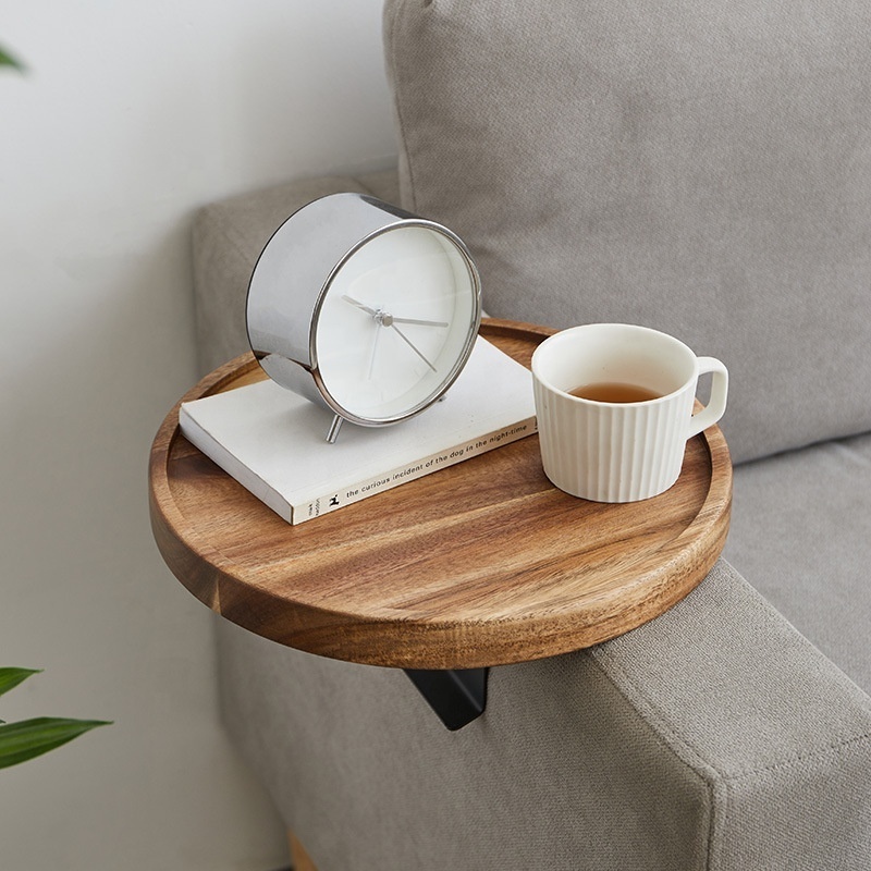 Eco-friendly acacia Wood Sofa Arm Tray for Couch Flexible Sofa Tray Couch arm Table Perfect Couch Cup Holder