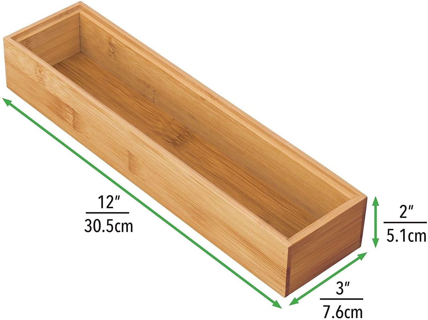 Small Wooden Bamboo Kitchen Drawer Organizer Tray Stackable Storage for Cabinets and Shees for Cutlery and Appliances