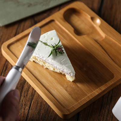 Creative Butter Plate Set Bamboo plate with ceramic cover Butter knife butter plate Western cheese box set