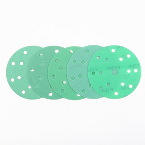 Abrasive 150mm 15 holes green color aluminum PET film deerfos sanding disc for car