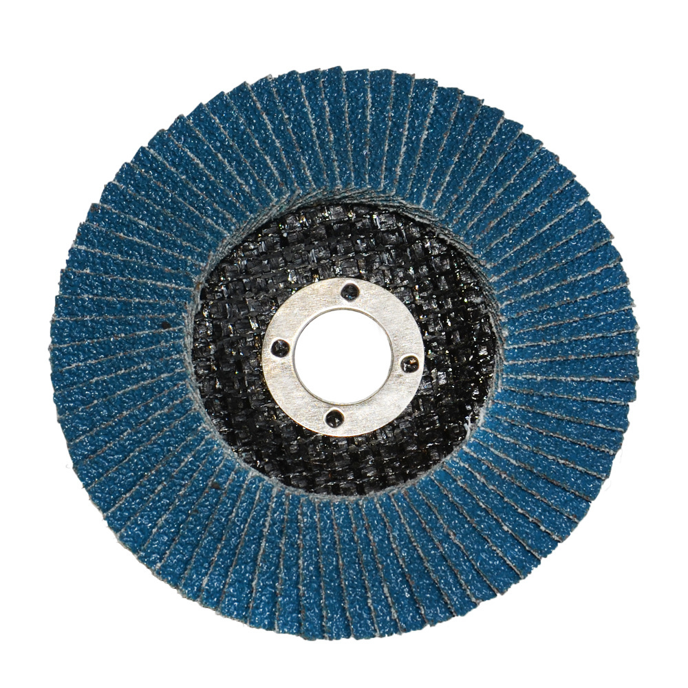 Customized abrasive zirconia 4.5 inch 60 grit polishing flap wheel disc with fiberglass backing for inox grinding