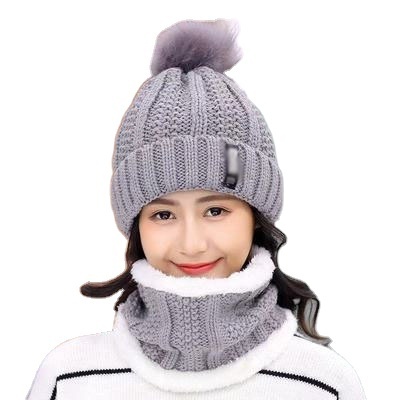 Winter Women Warm Knitted Scarf Hat Set Hats and Scarves for Women Sets Adult Plush Winter Cap Solid Female Embossed See Images