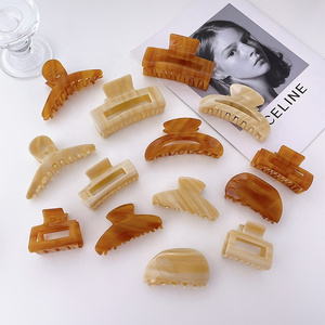 Wholesale Fashion Cream Color Diverse Acetate Hair Claw Clips Assorted Customizable Rectangle Cloud Coffee Color Hair Clip