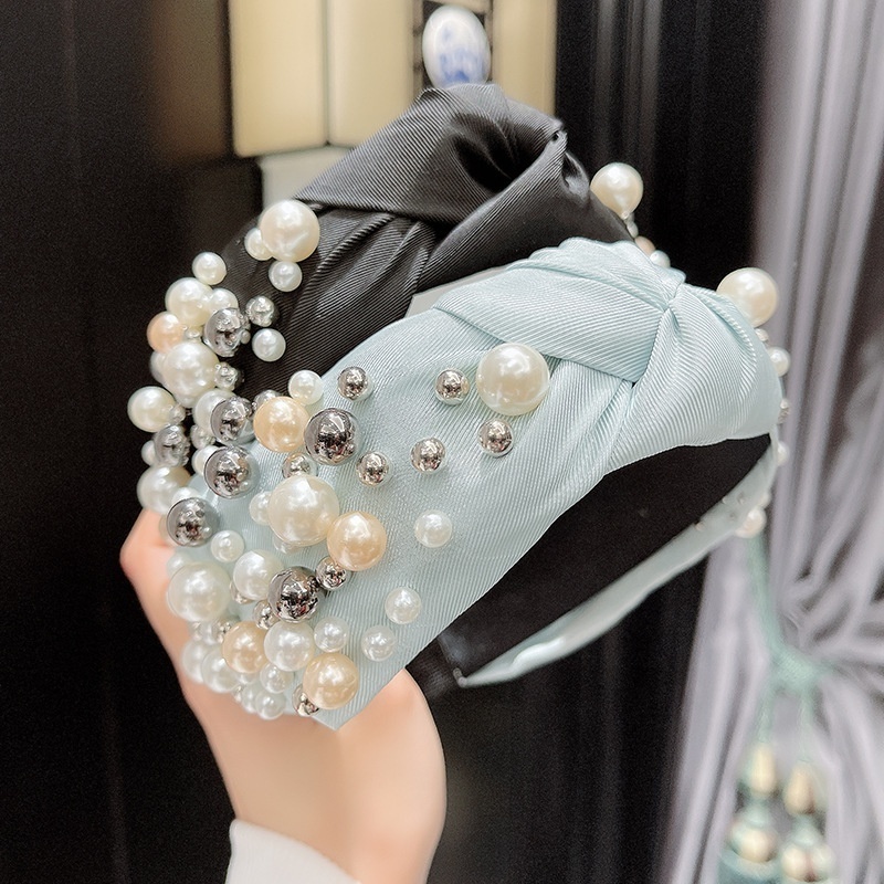 Fashion Luxury Hair Accessories Girls Africain Jewelry Turban Bling Hairbands Pearl Rhinestone Knot Headband For Women