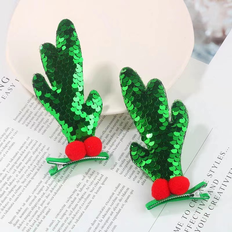 2023 new Christmas trees cute red Xmas elk design baby girl INS  Hair Clips Children's hair accessories kids a pair of hair pins