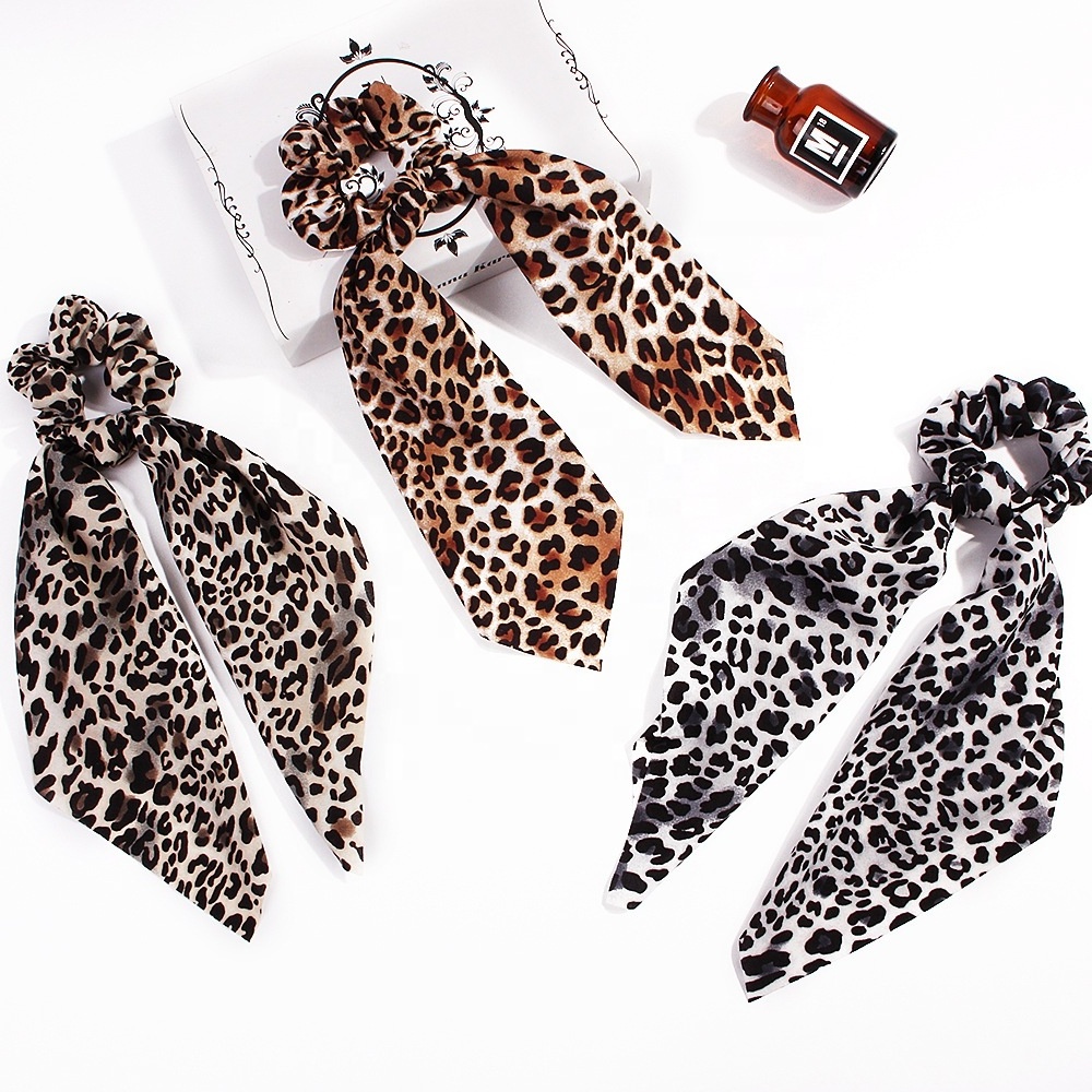 Wholesale Animal Printing Hair Scrunchies Knot Scrunchy Snakeskin Leopard Print Ponytail Cheetah Silk Scrunchies