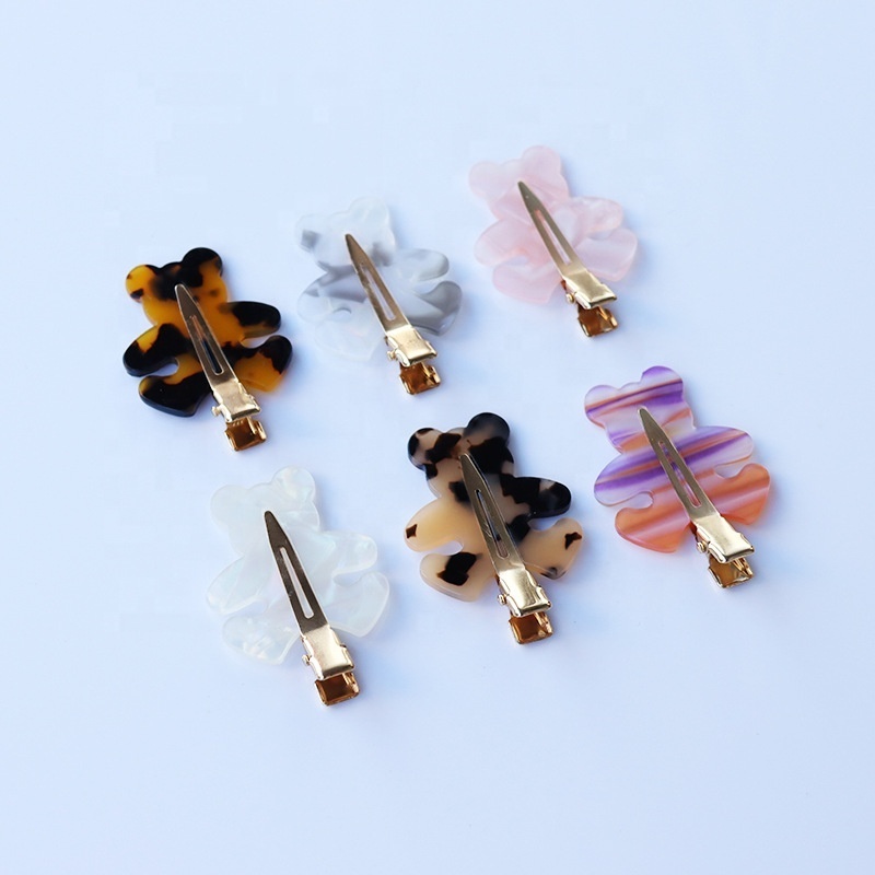 Cute Korean Alligator Resin Acetate Makeup Creaseless No Crease No Bend  Bear Hair Clips