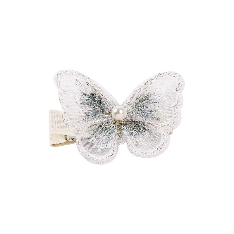 Wholesale Hot Selling Korean Fabric Pearl Hair Clip Hair Accessories Small Headwear Colorful Butterfly Hair Clips