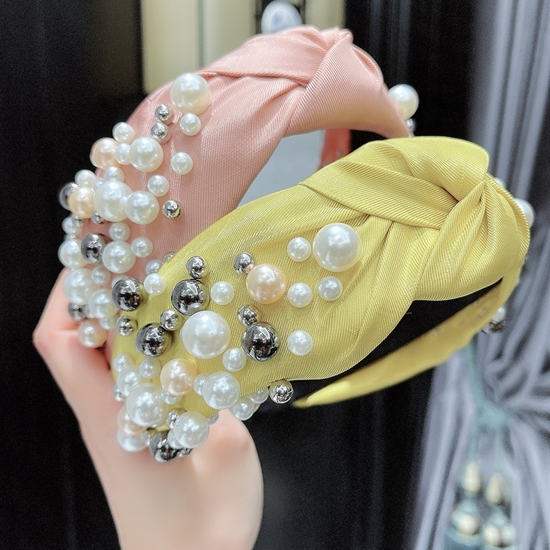 Fashion Luxury Hair Accessories Girls Africain Jewelry Turban Bling Hairbands Pearl Rhinestone Knot Headband For Women