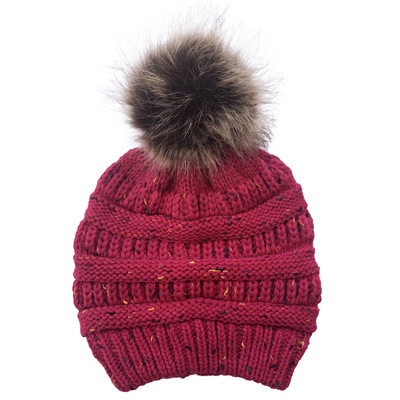 Wholesale Winter Beanie Hats Knitted Warm Women Girl 's Ponytail Beanie Fur Ball Cap Knitted Hat