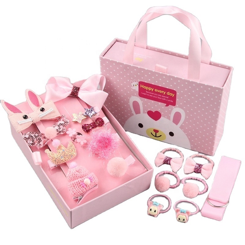 BSCI Factory Wholesale New Arrive Kids Hair Accessories 18 Pcs Per Box Baby Hair Clip Bows Gift Set For Children Baby Girls