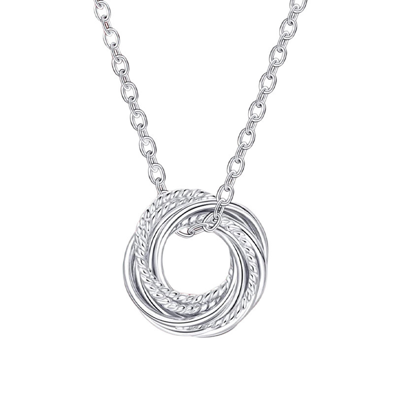 Birthday Gifts S925 Silver 50th Anniversary Friendship Charm Circle Pendant necklaces for women