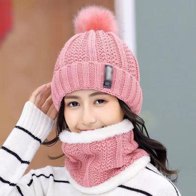 Winter Women Warm Knitted Scarf Hat Set Hats and Scarves for Women Sets Adult Plush Winter Cap Solid Female Embossed See Images