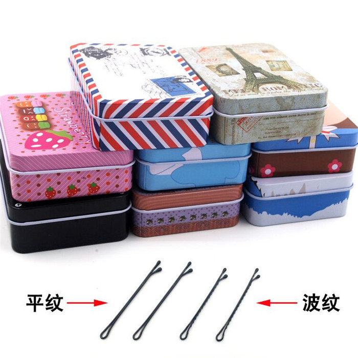 BSCI Audited Factory Wholesale Fashion Women Hair Grips In Colorful Metal Boxes Black Hair Bobby Pins For Girls Metal Hair Pin