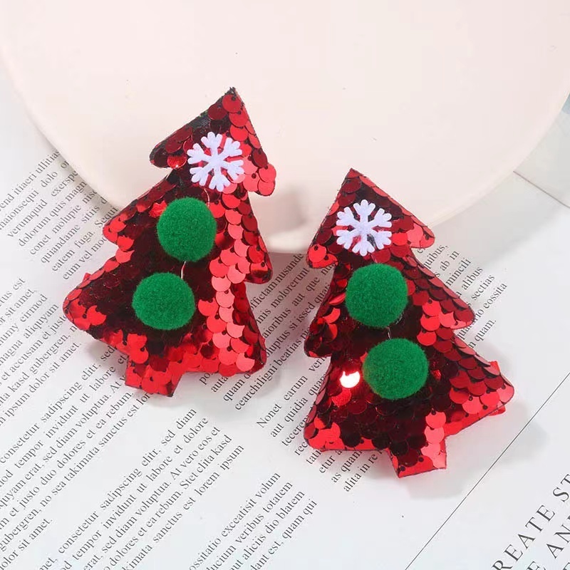 2023 new Christmas trees cute red Xmas elk design baby girl INS  Hair Clips Children's hair accessories kids a pair of hair pins