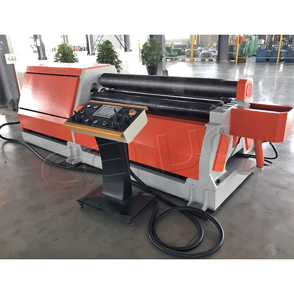 GENUO W12NC series cnc hydraulic 4 rolls plate roller aluminium sheet metal rolling machine roll bender