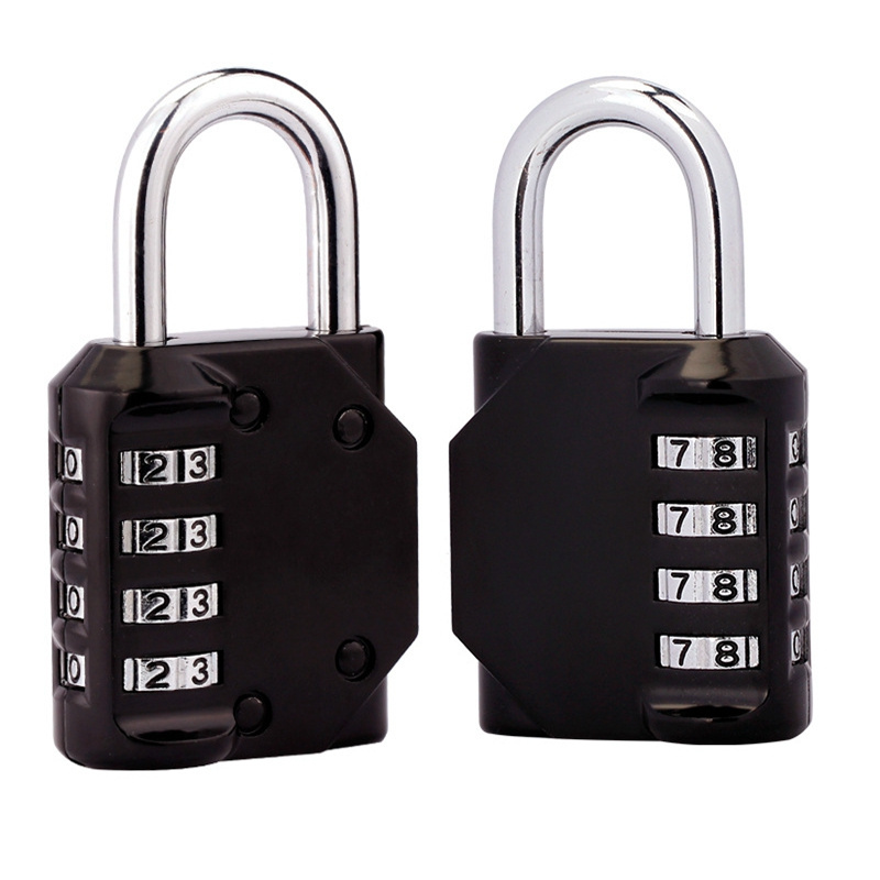 Hot Sale Black 4 Digit Security Combination Padlock Safe Heavy Duty Long Shackle Padlock for School Locker