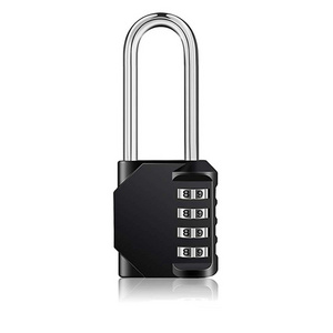 Hot Sale Black 4 Digit Security Combination Padlock Safe Heavy Duty Long Shackle Padlock for School Locker