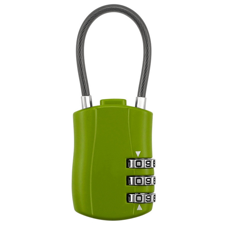 Zinc Alloy Travel Luggage cable Lock Bag Use Resettable  3 dials combination lock