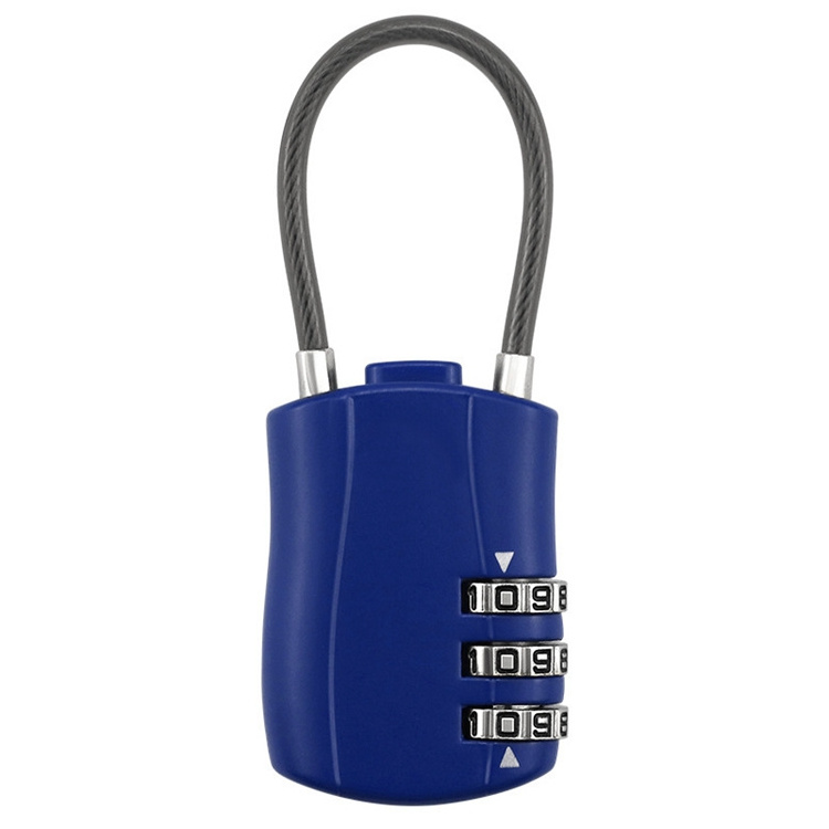 Zinc Alloy Travel Luggage cable Lock Bag Use Resettable  3 dials combination lock