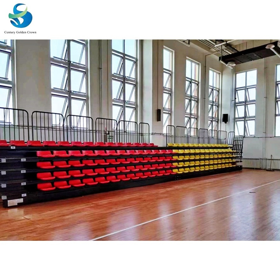 Manual Hdpe Bench Retractable Gym Plastic Seats Basketball Bleachers