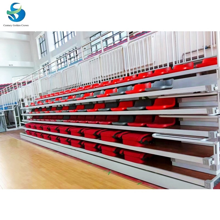 Full Automatic Hdpe Bench Retractable Gym Bleachers / Retractable Grandstand