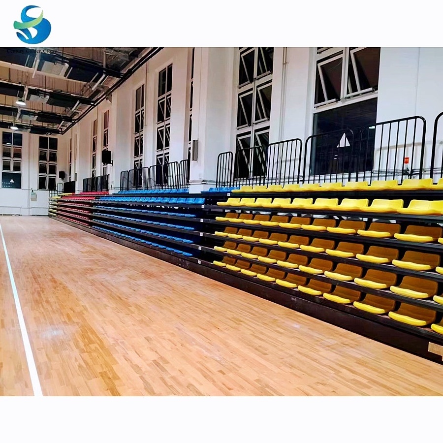 Manual Hdpe Bench Retractable Gym Plastic Seats Basketball Bleachers