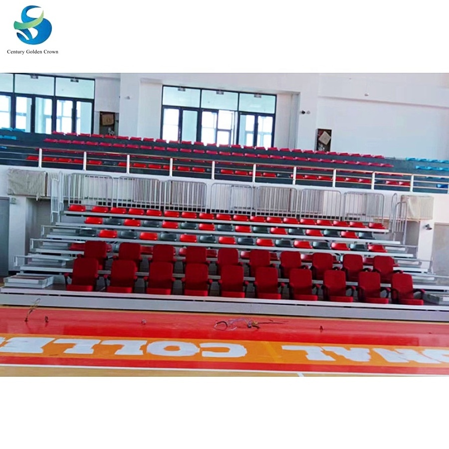 Manual Hdpe Bench Retractable Gym Plastic Seats Basketball Bleachers