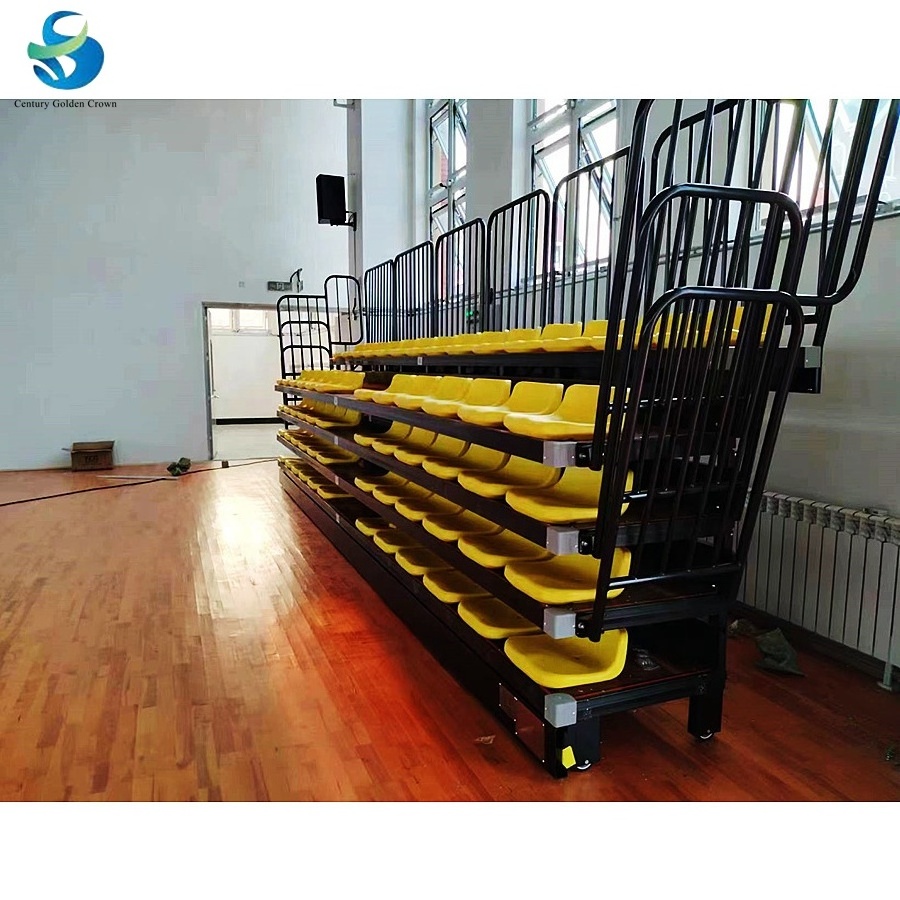 Manual Hdpe Bench Retractable Gym Plastic Seats Basketball Bleachers