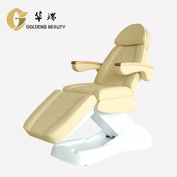 4-Motor Portable Electric Beauty Massage Bed Tilting Multifunctional All White Leather Spa Bed