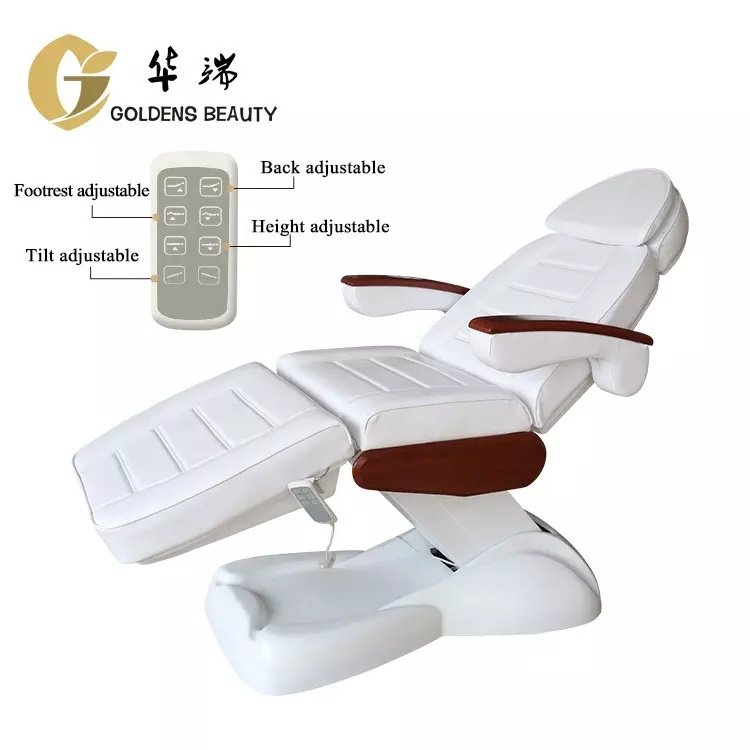 4-Motor Portable Electric Beauty Massage Bed Tilting Multifunctional All White Leather Spa Bed