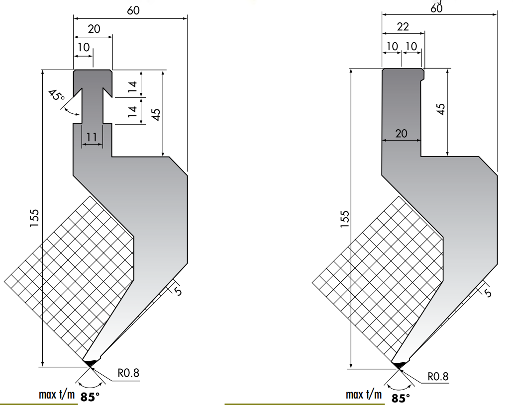 Beyeler type press brake tooling for press brake