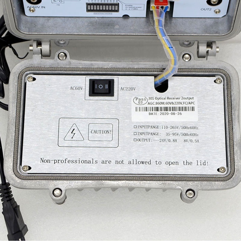 CATV Outdoor Optical Node with High HFC 2 Outputs AGC Ultra-Low -15dbm for Cable TV Fiber Optic SC Connector Type for FTTH