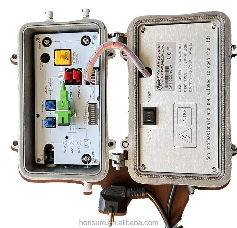 CATV Outdoor Optical Node with High HFC 2 Outputs AGC Ultra-Low -15dbm Cable TV Fiber Optic Node 2-Way SC Connector for FTTH