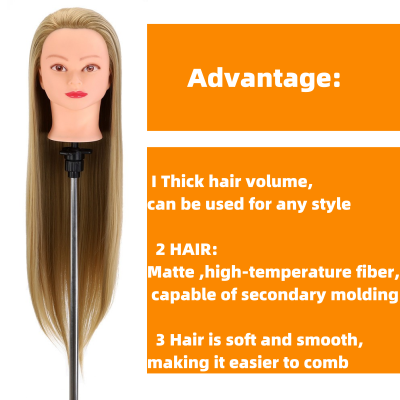 Cosmetology Synthetic Hair Curled Cutting Braids Practice Hairdressing Mannequin Dolls Styling Professional Barber Training Head