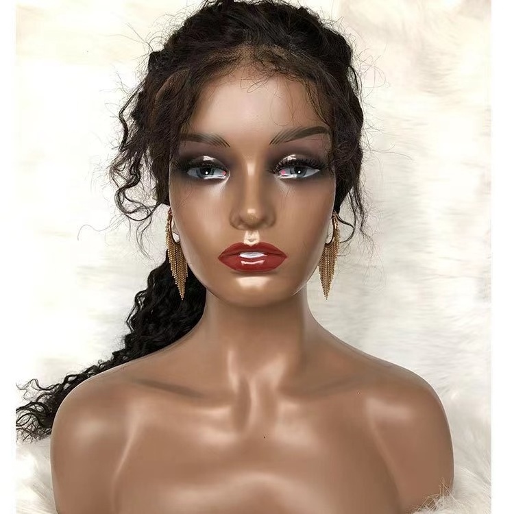 1.4kg hair wig scarf Hat props model head matte golden skin color show stand Double Shoulder PP Mannequin Head