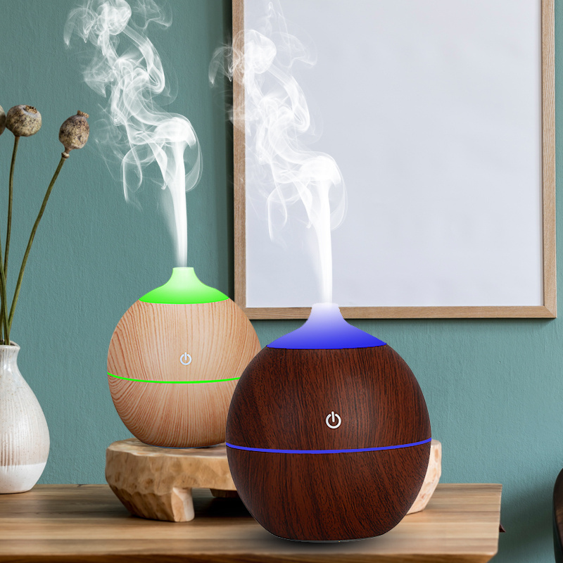 130ml 2020 Hot black wood ultrasonic humidifier Portable home colorful round mouth humidi fierhandy cool mist humidifier