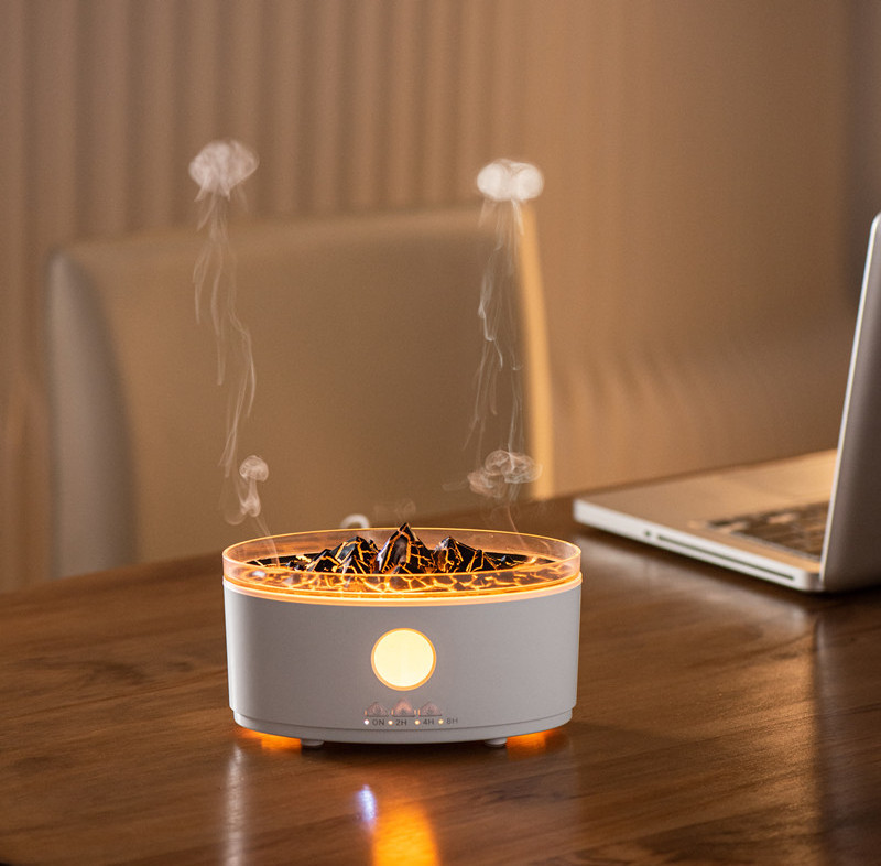 2024 new product innovation crack volcano design diffuser jellyfish 3D flame aroma diffuser humidifier scent diffuser machine