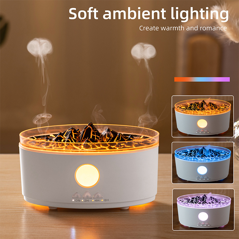 2024 new product innovation crack volcano design diffuser jellyfish 3D flame aroma diffuser humidifier scent diffuser machine