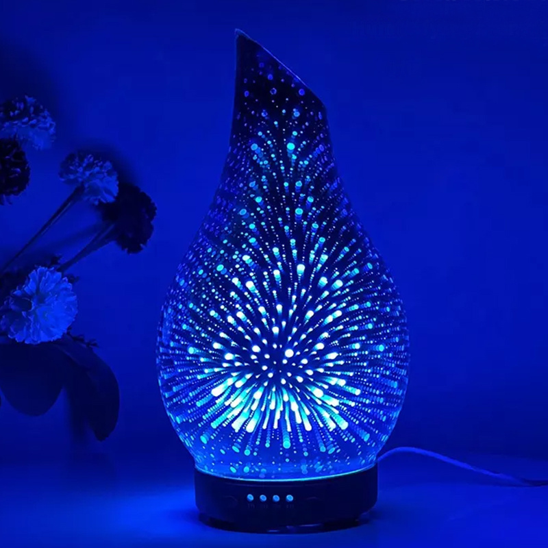 7 Color Night Light Mini Air Humidifier 3D Essential Oil Diffuser Difuser Aroma Glass Oil Bamboo Household 24 Light Wood Grain