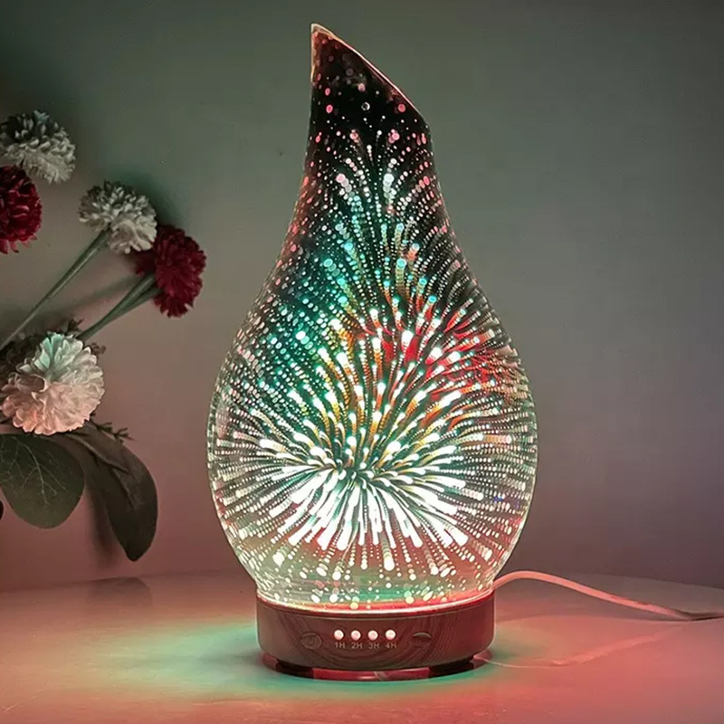 7 Color Night Light Mini Air Humidifier 3D Essential Oil Diffuser Difuser Aroma Glass Oil Bamboo Household 24 Light Wood Grain